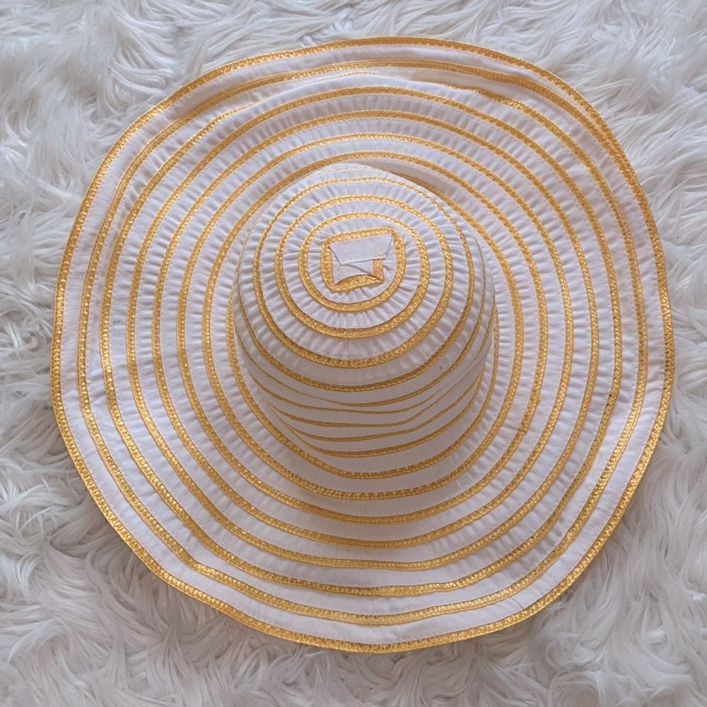 HELEN WELSH made in Italy wide wire brimmed hat white/yellow